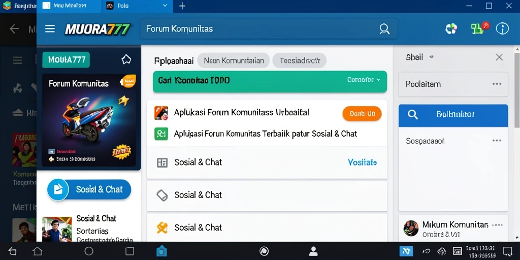 Antarmuka pengguna MUARA777 dengan tampilan Forum Komunitas yang interaktif.