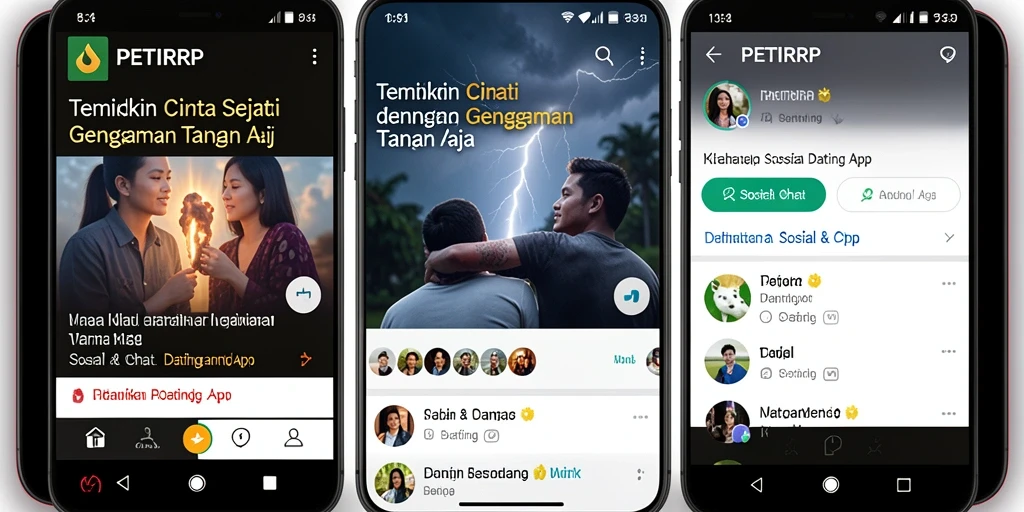 Tampilan antarmuka dari aplikasi Dating App PETIRRP yang sederhana dan menarik.