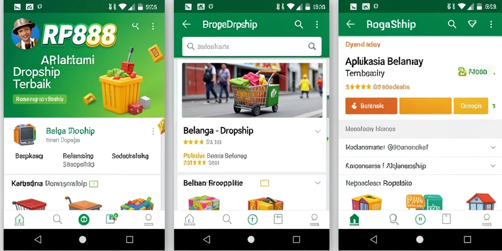 Tampilan antarmuka aplikasi RP888 yang intuitif untuk belanja dropship.