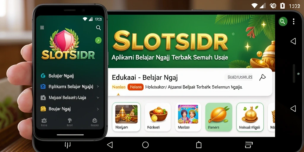 Tampilan antarmuka aplikasi Belajar Ngaji SLOTSIDR yang interaktif.