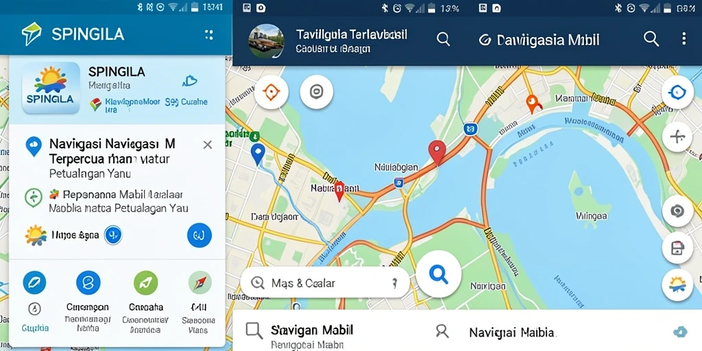 Antarmuka aplikasi SPINGILA dengan fitur navigasi mobil yang intuitif.