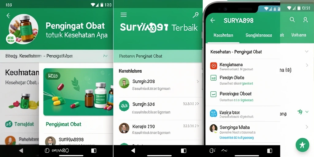 Antarmuka aplikasi SURYA898 yang user-friendly dengan fitur pengingat obat.