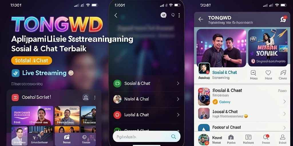 Screenshot antarmuka TONGWD menunjukkan fitur Live Streaming yang menarik.